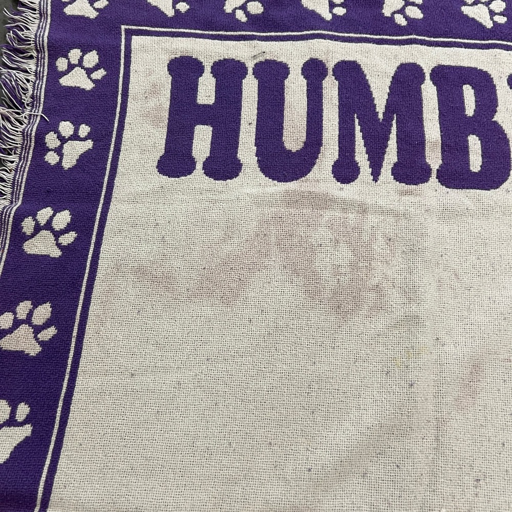 VTG Humble High School‎ Wildcats Athletics Throw Blanket Purple White Fringe USA - Picture 3 of 8